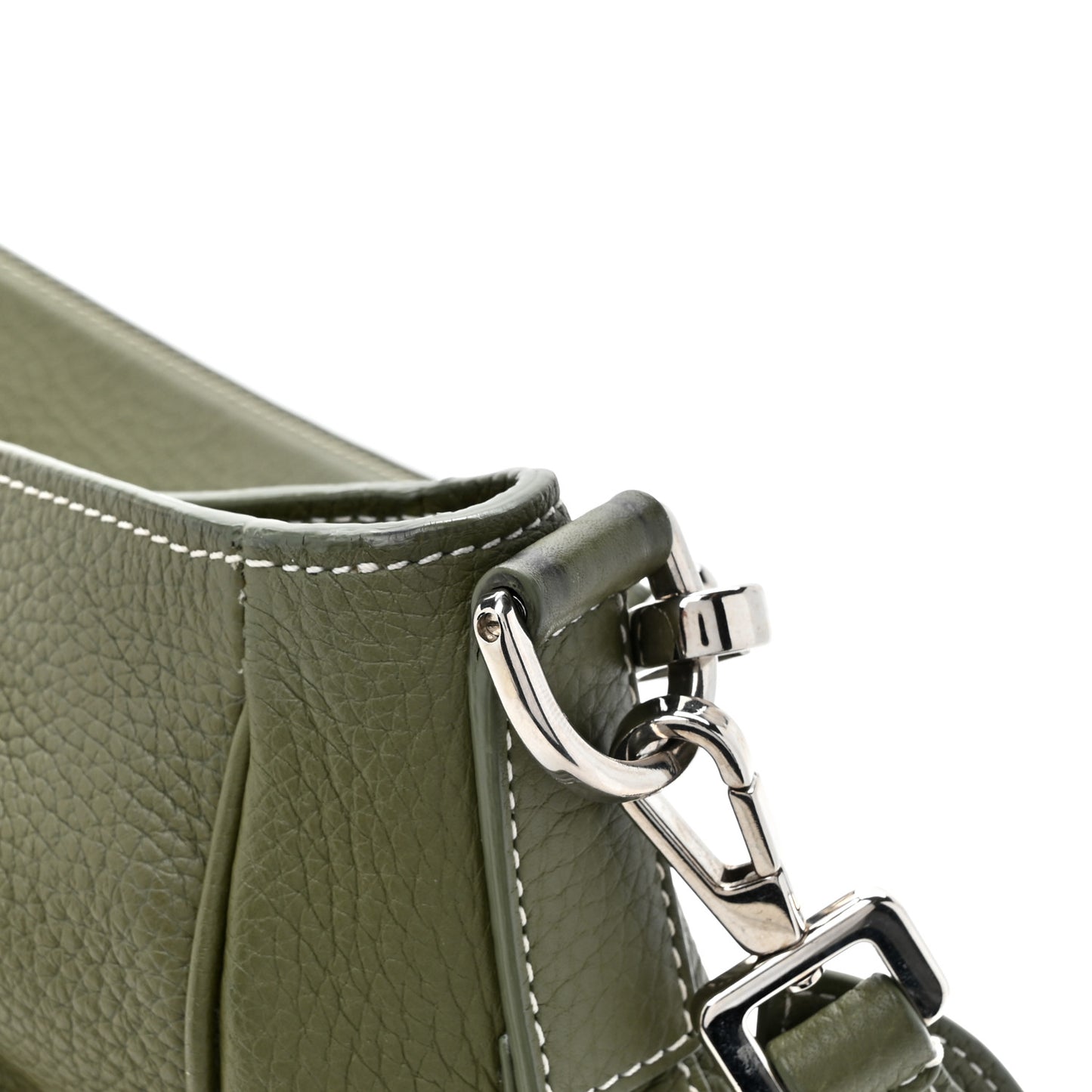 Grained Calfskin Mini Soft Saddle Bag Olive