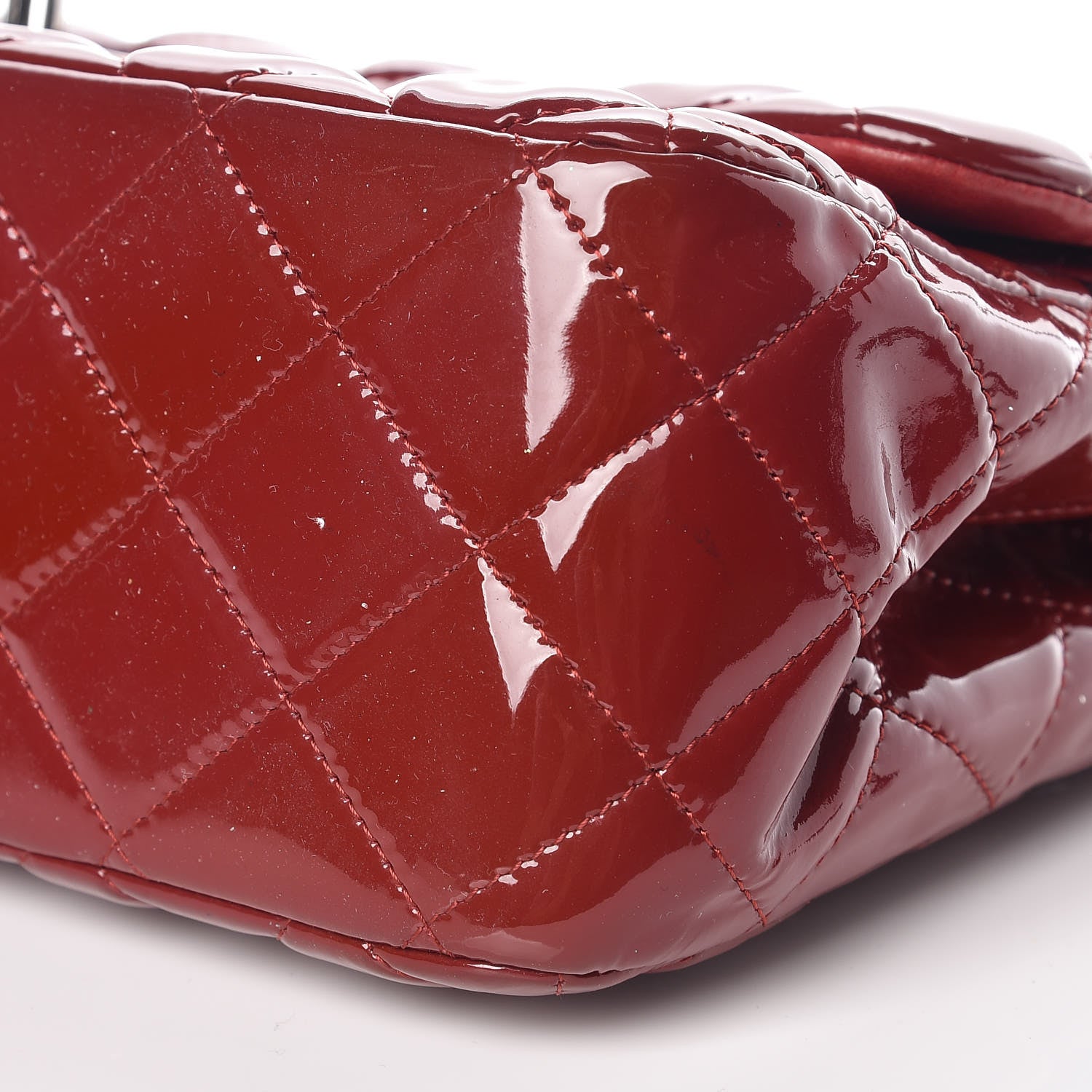 Chanel Patent Quilted Jumbo Double Flap Dark Red 13 of 16