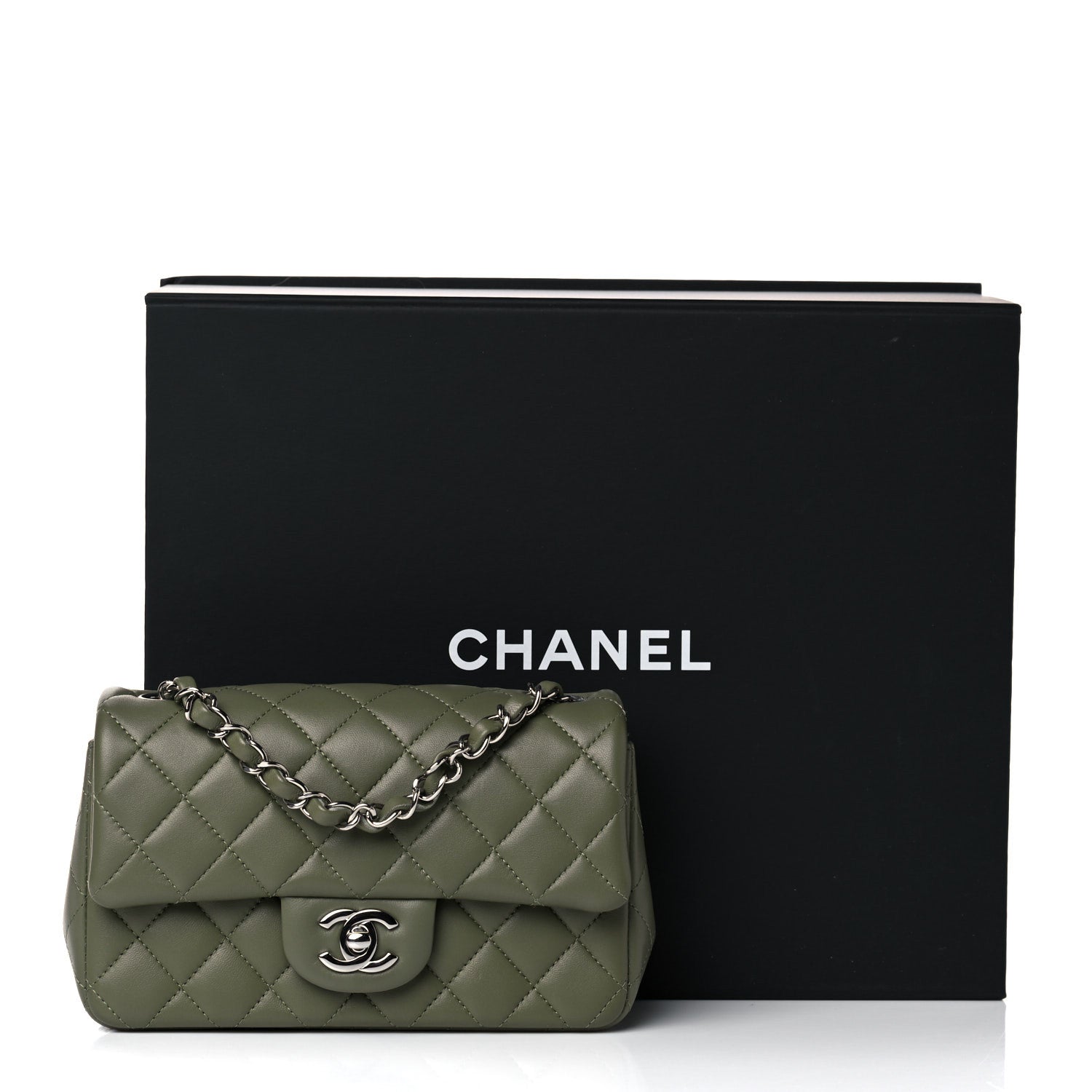 Chanel Lambskin Quilted Mini Rectangular Flap Green 11 of 11