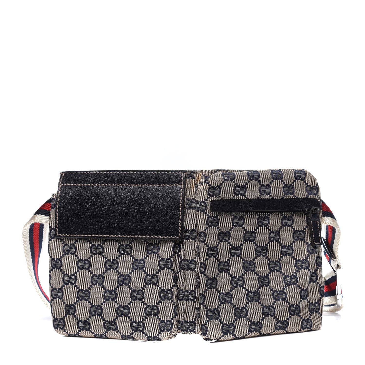 Gucci GG Monogram Web Double Pocket Belt Bag Navy 1 of 15