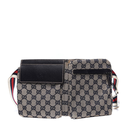 Gucci GG Monogram Web Double Pocket Belt Bag Navy 1 of 15