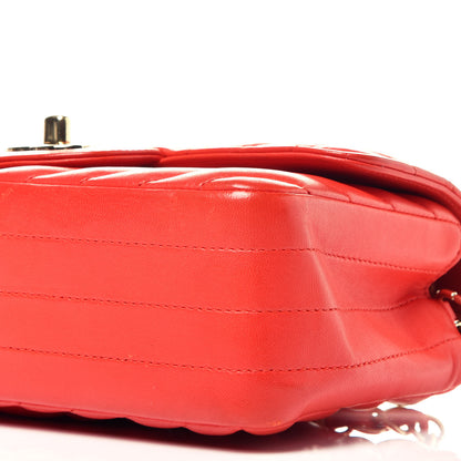 Chanel Lambskin Chevron Quilted Mini Rectangular Flap Red 9 of 9