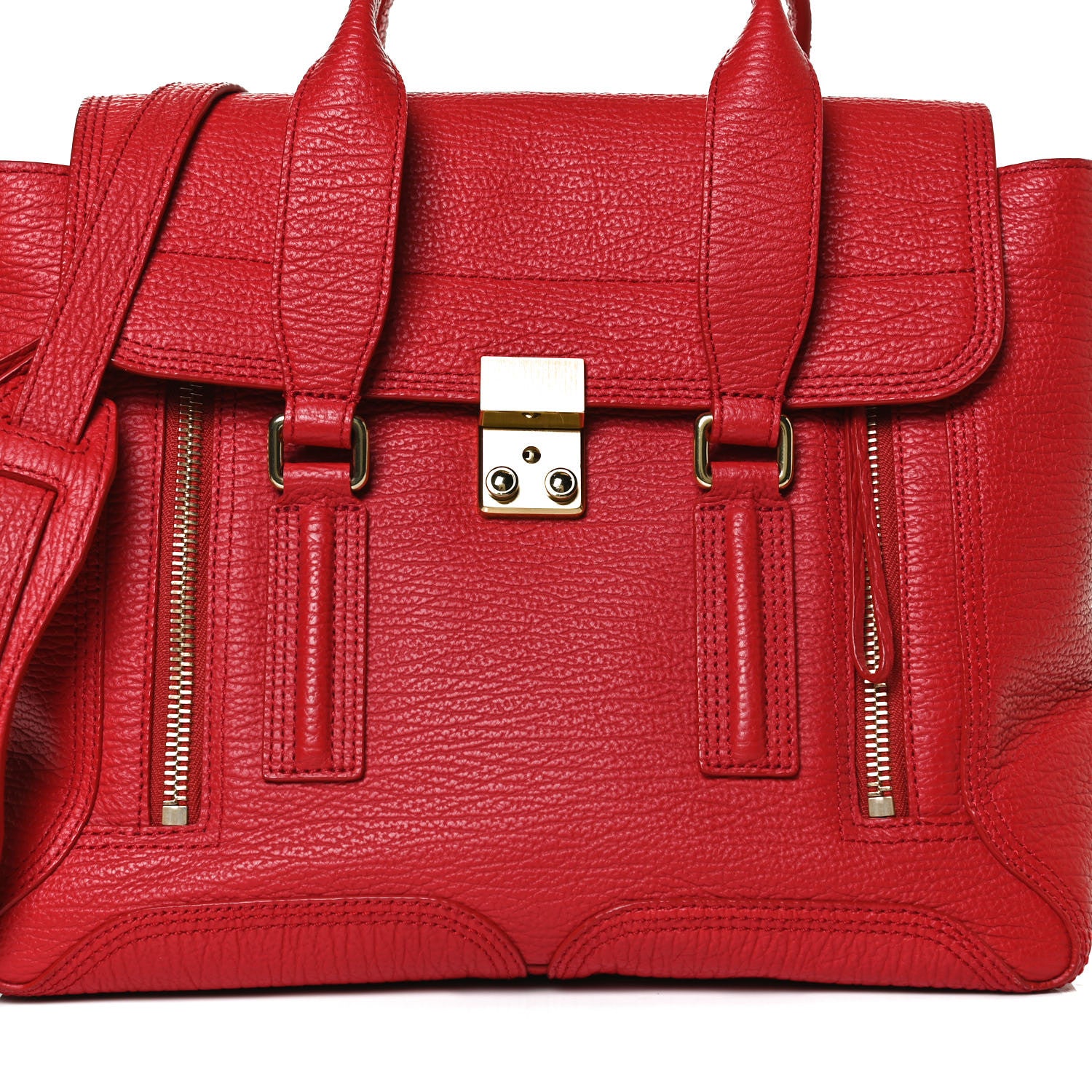 3.1 Phillip Lim Textured Calfskin Medium Pashli Satchel Red 7 of 16