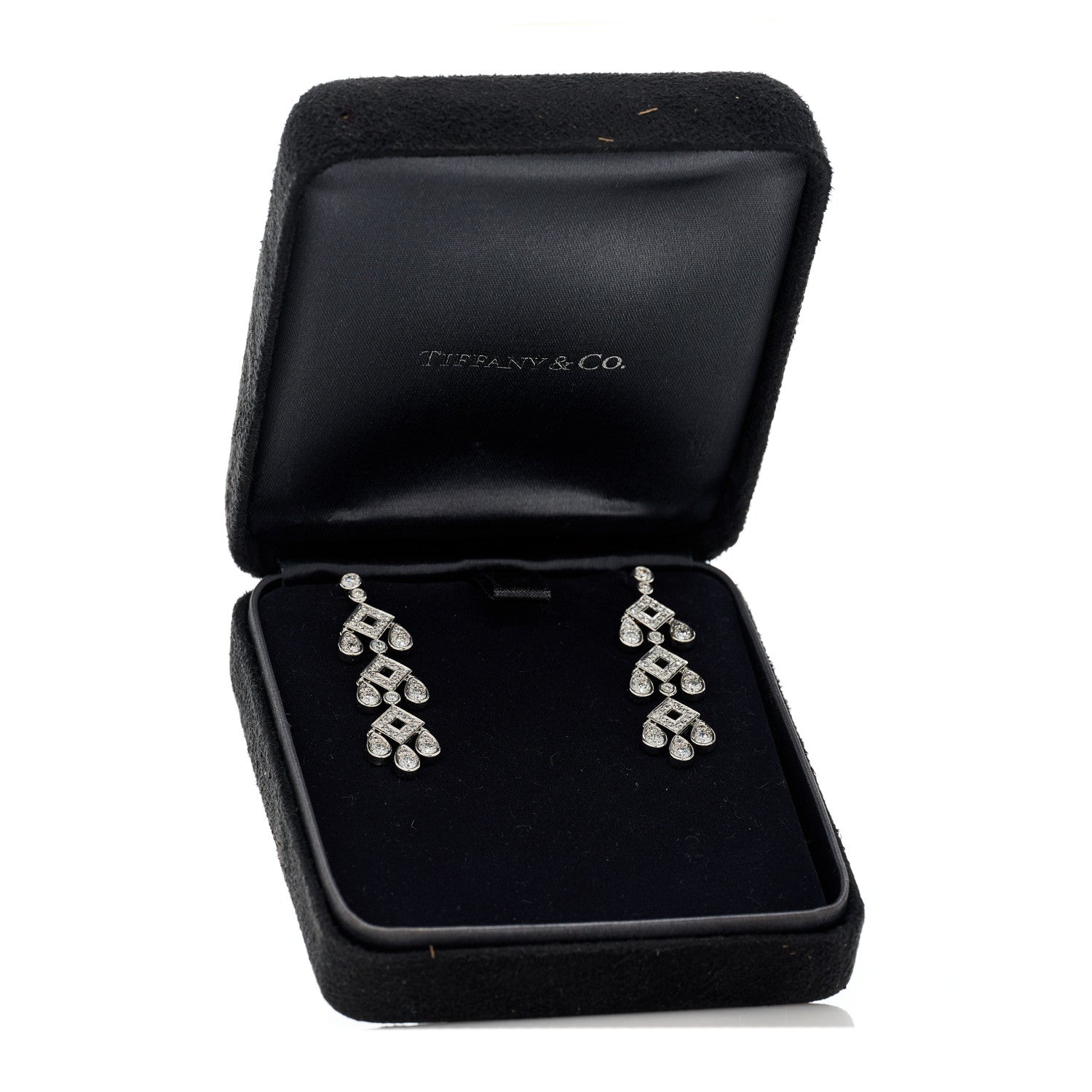 Tiffany Platinum Diamond Legacy Jazz Pagoda Drop Earrings 5 of 5