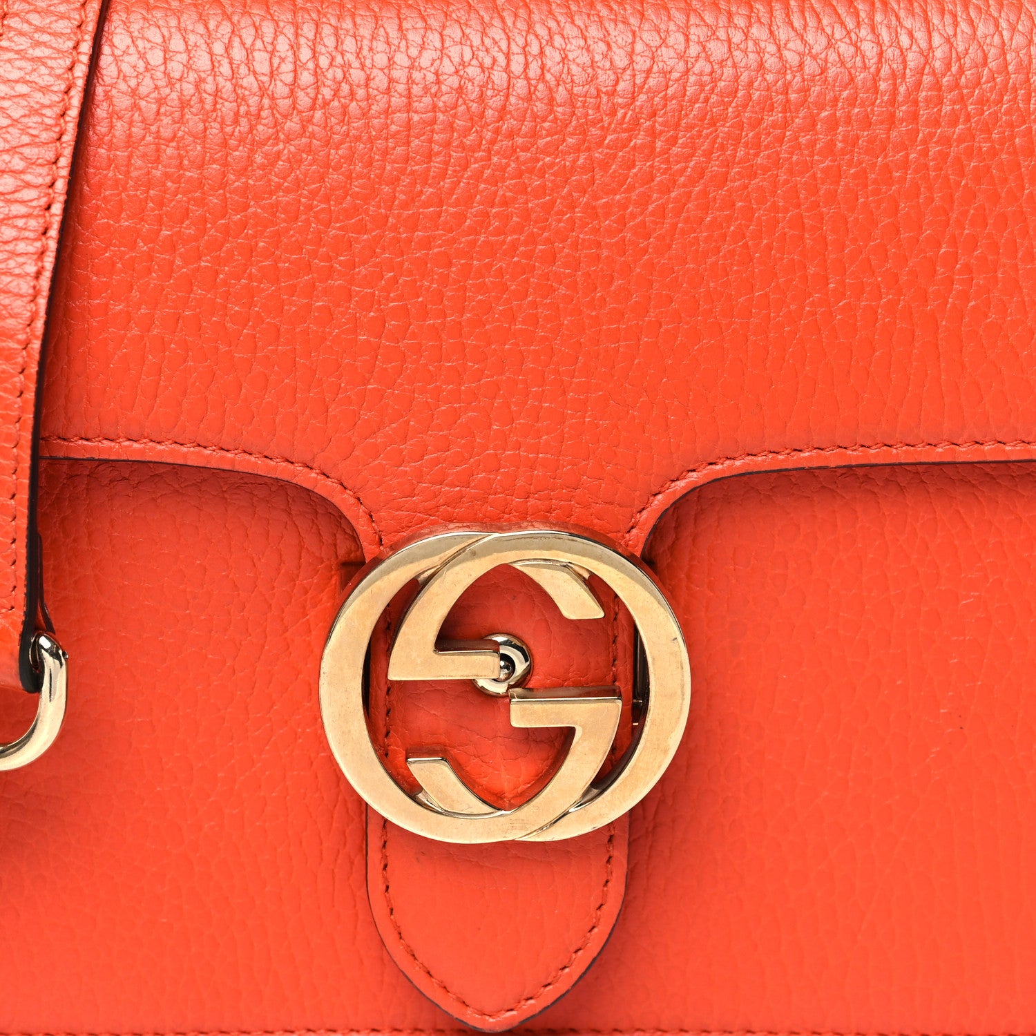 Gucci Dollar Calfskin Small Interlocking G Shoulder Bag Sun Orange 8 of 10