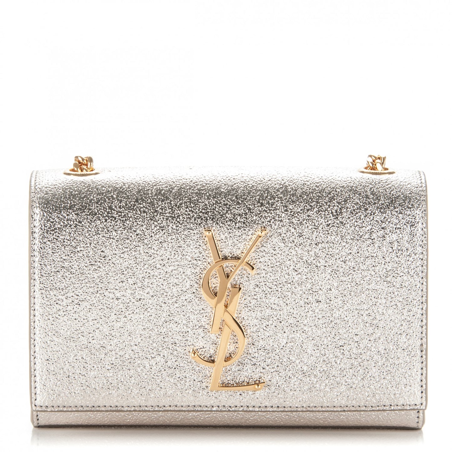 Metallic Calfskin Small Classic Monogram Kate Satchel Pale Gold