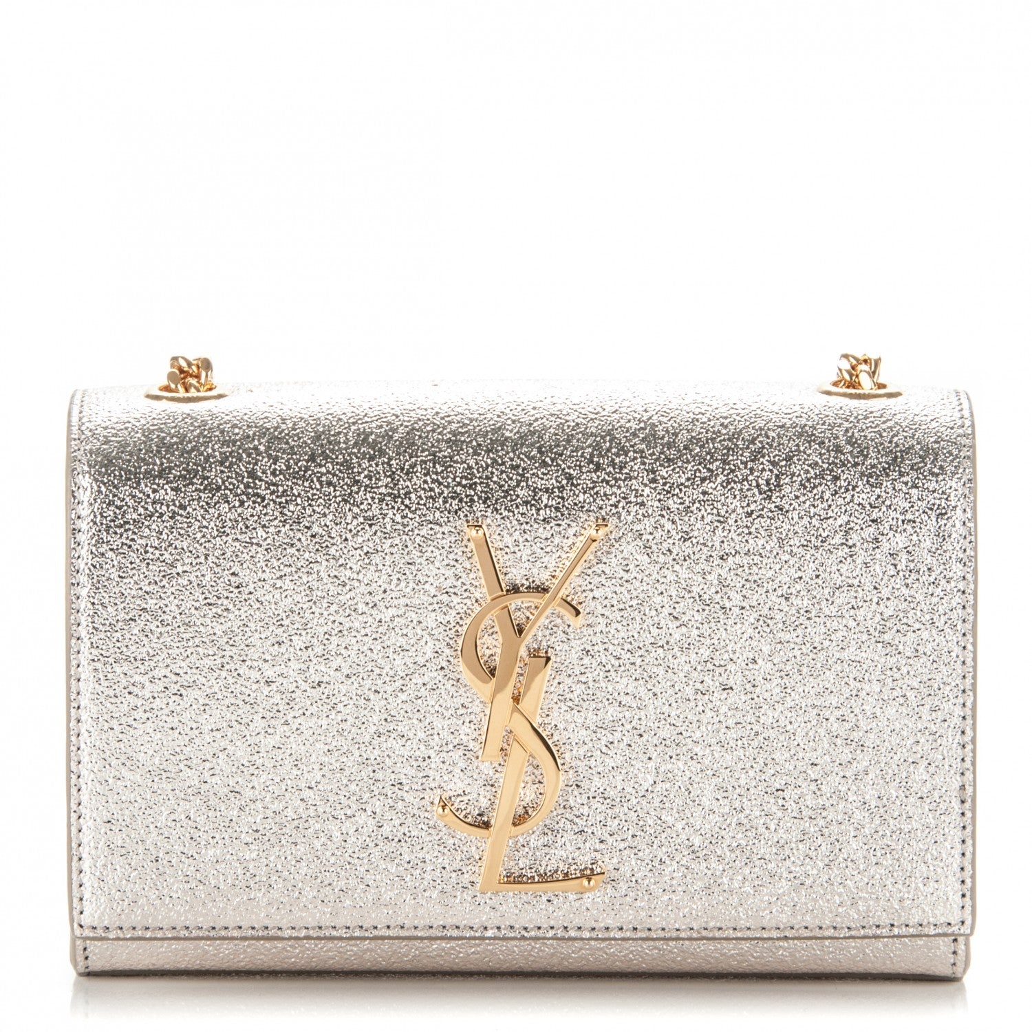 Saint Laurent Metallic Calfskin Small Classic Monogram Kate Satchel Pale Gold 1 of 6