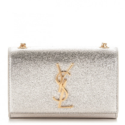Saint Laurent Metallic Calfskin Small Classic Monogram Kate Satchel Pale Gold 1 of 6