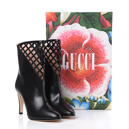 Gucci Plume Calfskin Damir Lattice Cutout Boots 38.5 Black 8 of 8