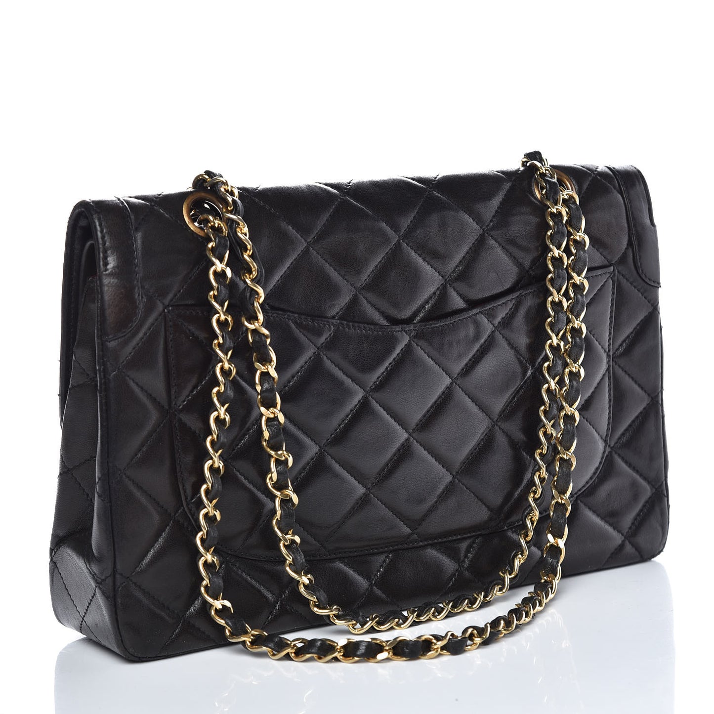 Lambskin Quilted Medium Double Flap Black