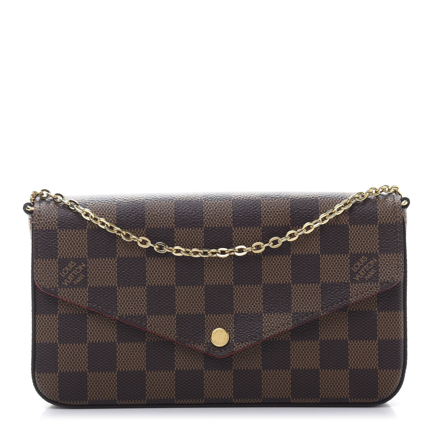 Louis Vuitton Damier Ebene Pochette Felicie Chain Wallet 1 of 14