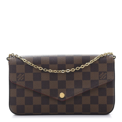 Louis Vuitton Damier Ebene Pochette Felicie Chain Wallet 1 of 14