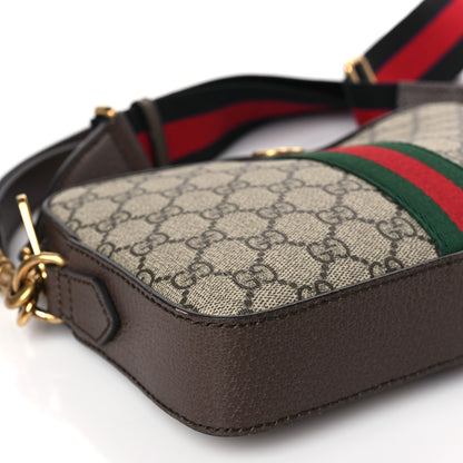 Gucci GG Supreme Monogram Textured Dollar Calfskin Web Ophidia Wristlet Shoulder Bag Beige Ebony New Acero 8 of 10