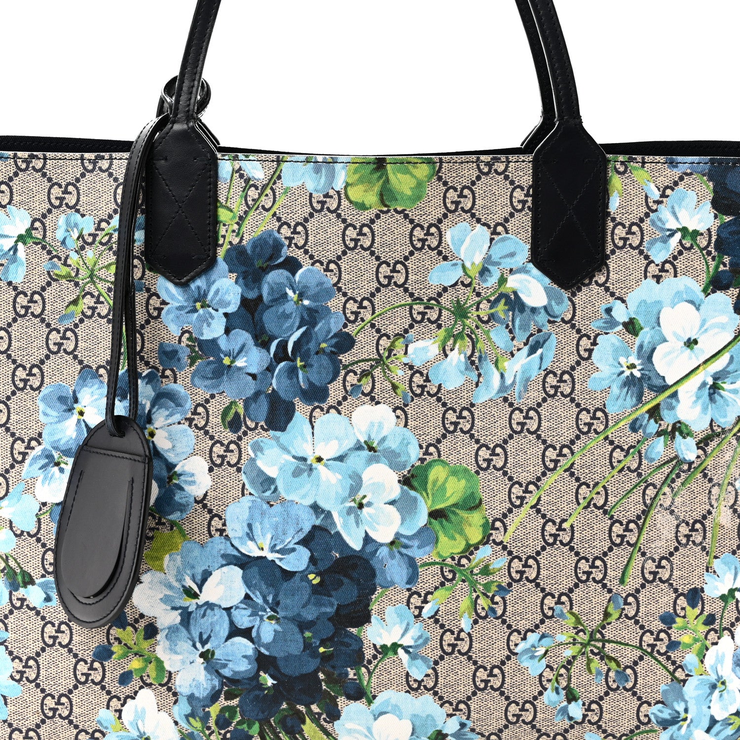 Gucci GG Supreme Monogram Blooms Medium Reversible Tote Beige Blue Navy 10 of 15