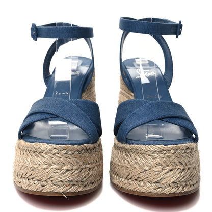 Christian Louboutin CHRISTIAN LOUBOUTIN Denim Mariza Zeppa 130 Wedge Sandals 41 Blue 2 of 8