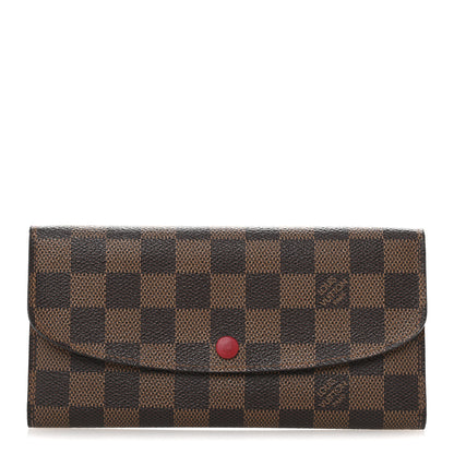 Louis Vuitton Damier Ebene Emilie Wallet Red 1 of 9