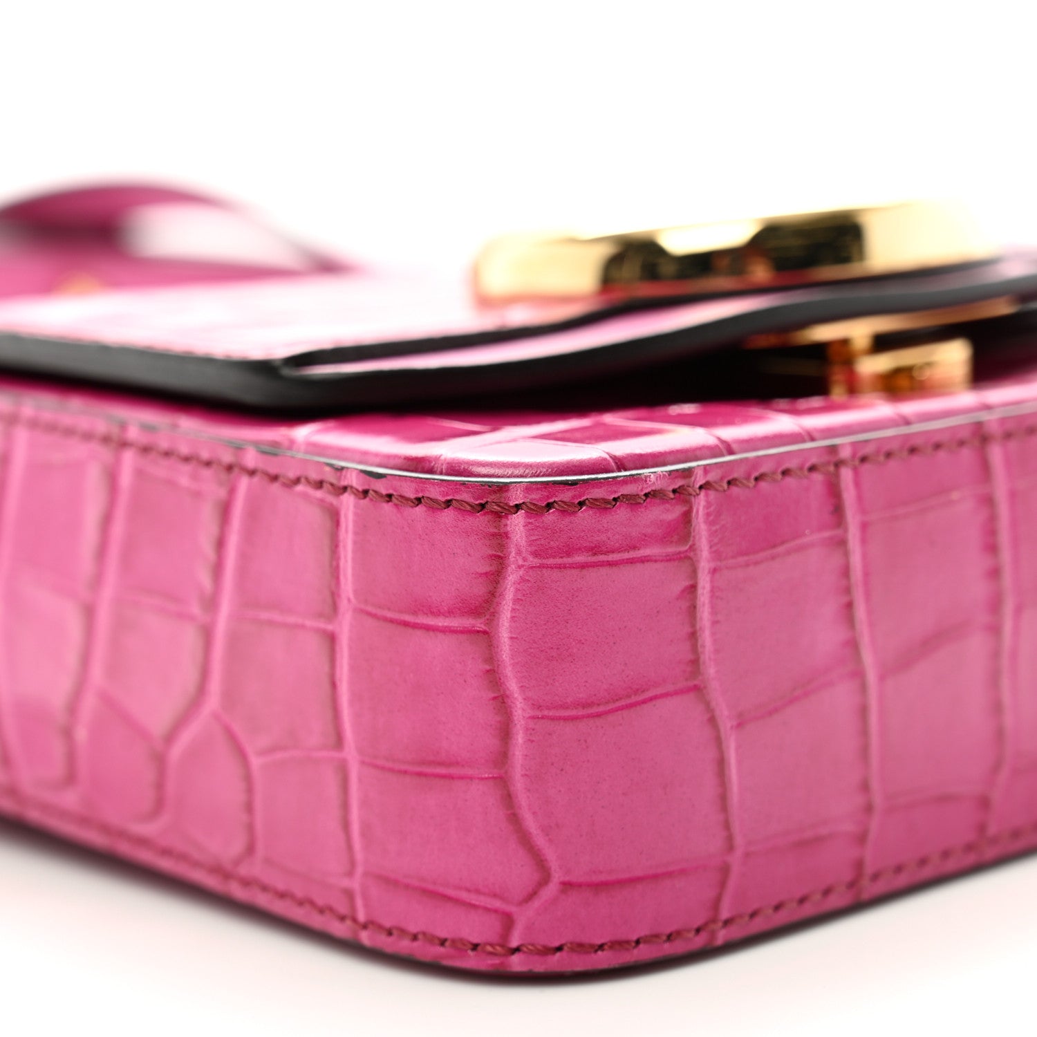 Chloe Calfskin Crocodile Embossed Mini C Double Carry Graphic Pink 9 of 12