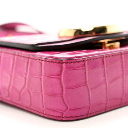 Chloe Calfskin Crocodile Embossed Mini C Double Carry Graphic Pink 9 of 12