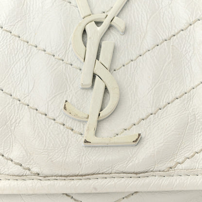 Saint Laurent Crinkled Calfskin Matelasse Monogram Medium Niki Chain Satchel Ivory 12 of 12