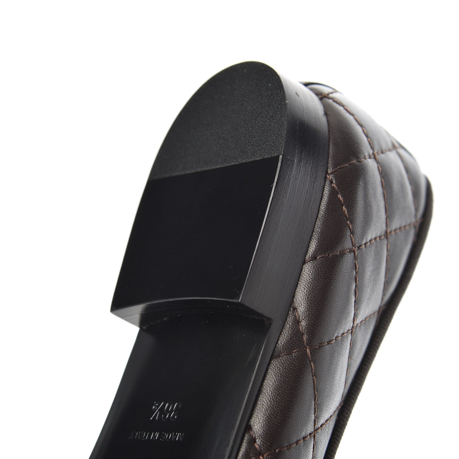 Chanel Lambskin Quilted Cap Toe Ballerina Flats 36.5 Dark Brown 13 of 14