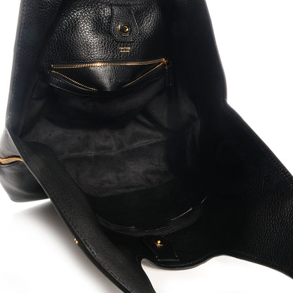 Tom Ford Pebbled Calfskin Jennifer Side-Zip Hobo Black 5 of 9