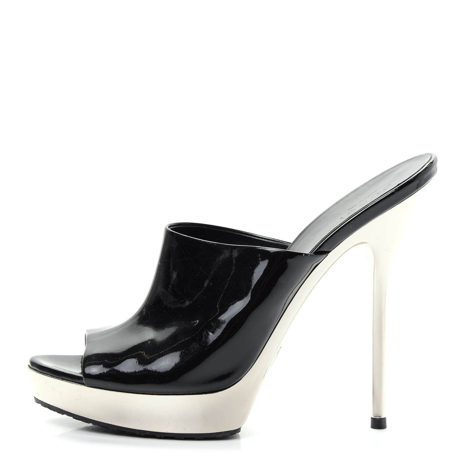 Gucci Patent Platform High Heel Slides 8 Black 1 of 10