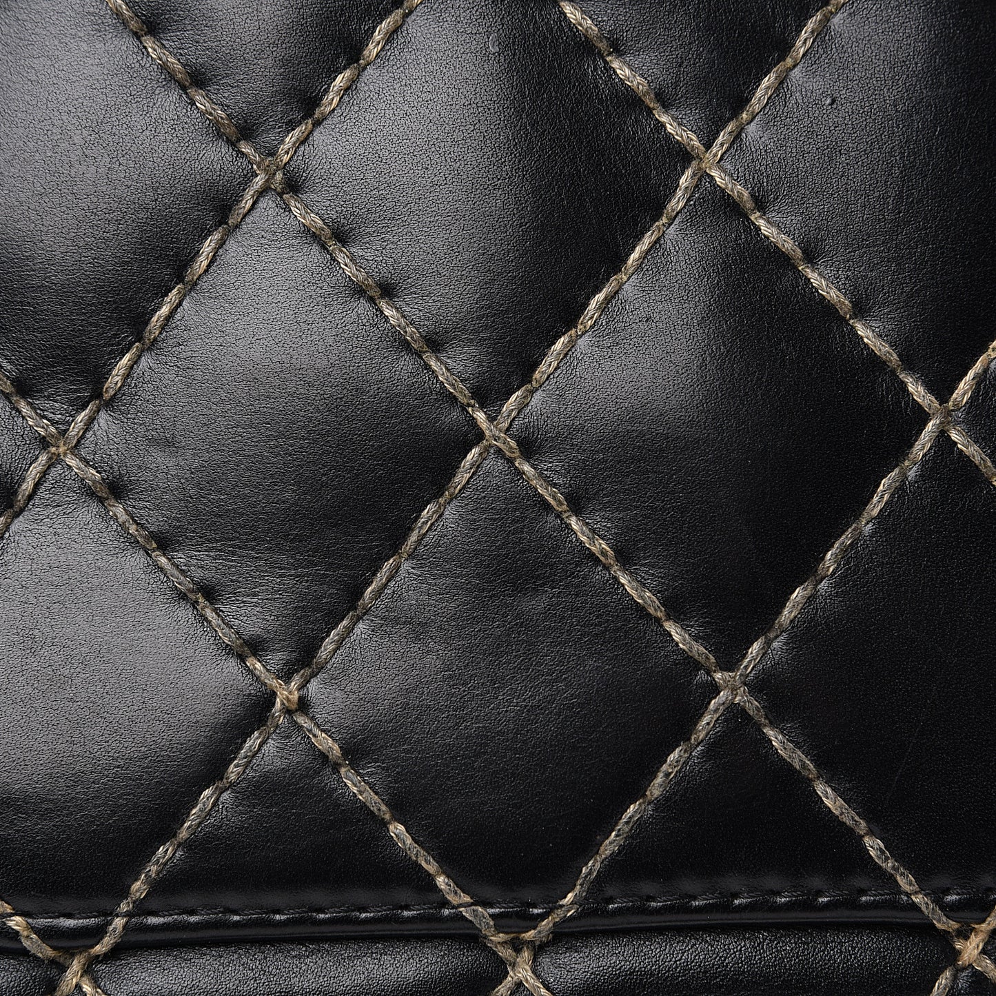 Calfskin Wild Stitch Jumbo Flap Black