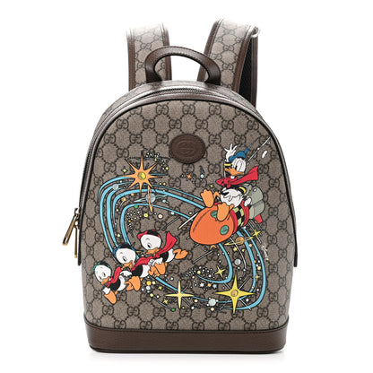 Gucci X DISNEY GG Supreme Monogram Donald Duck Small Interlocking G Dome Backpack Beige Multicolor New Acero 1 of 10