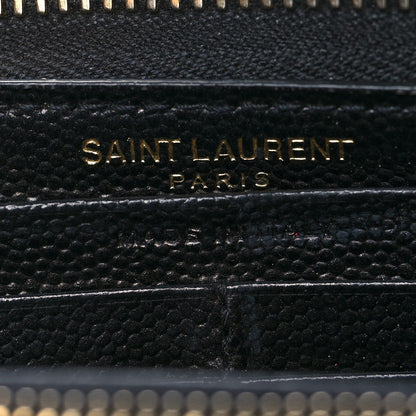 Saint Laurent Grain De Poudre Matelasse Chevron Monogram Zip Around Wallet Black 7 of 14