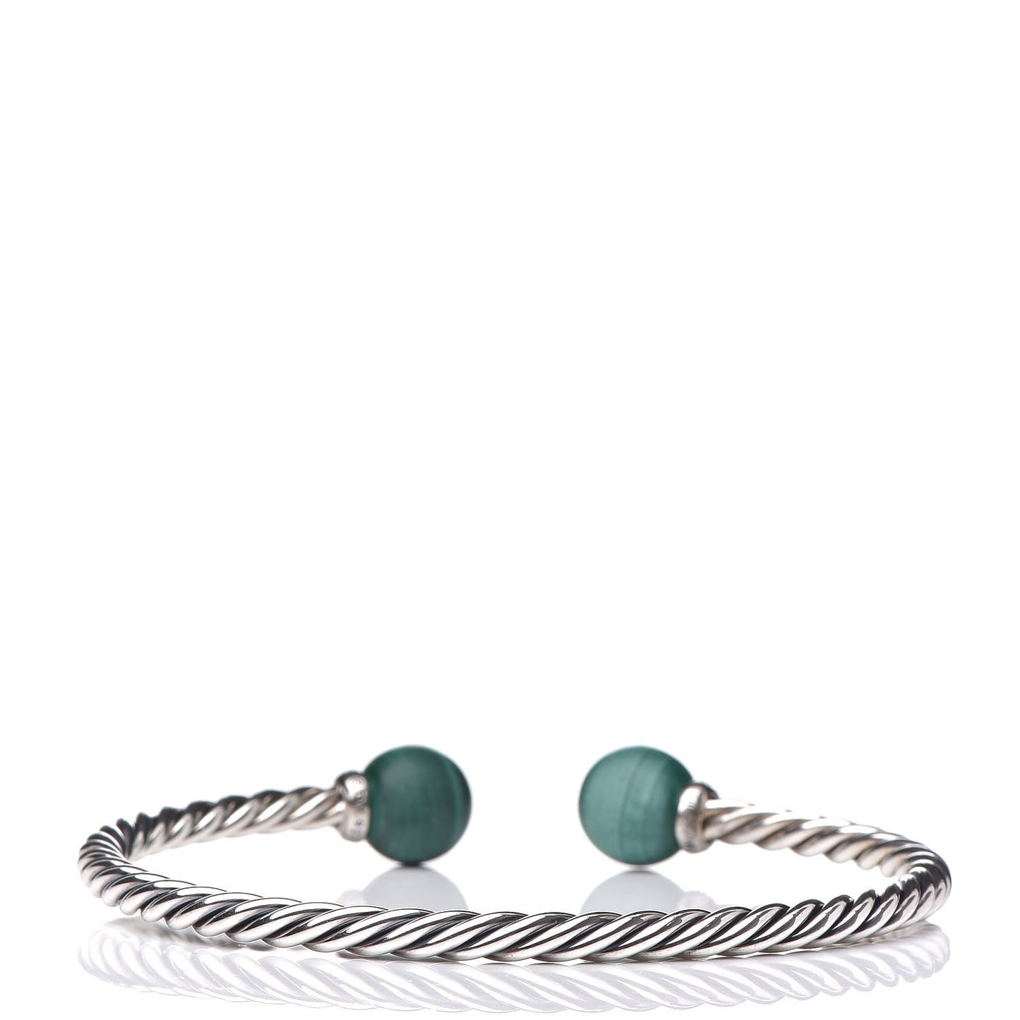 Sterling Silver Diamond Malachite 9mm Solari Bracelet