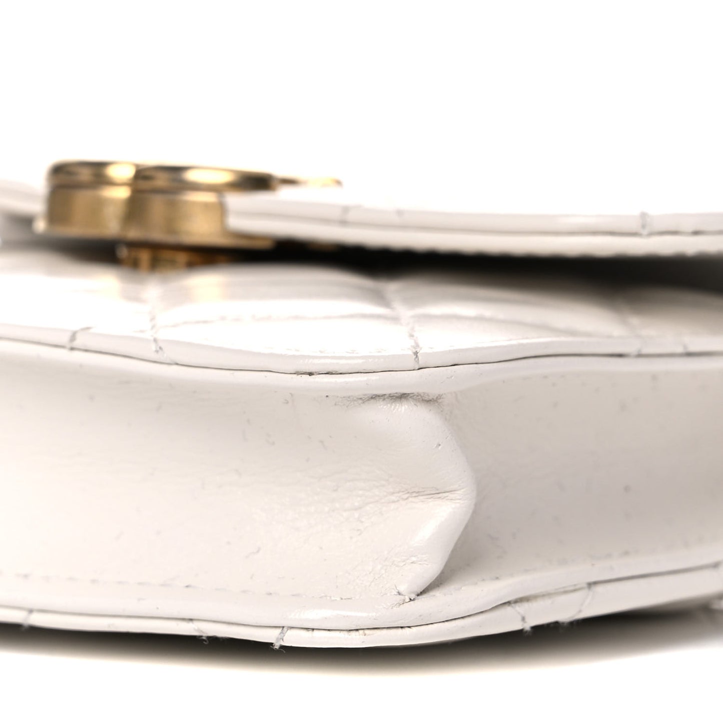 Calfskin Quilted Perfect Fit Coin Purse With Chain White