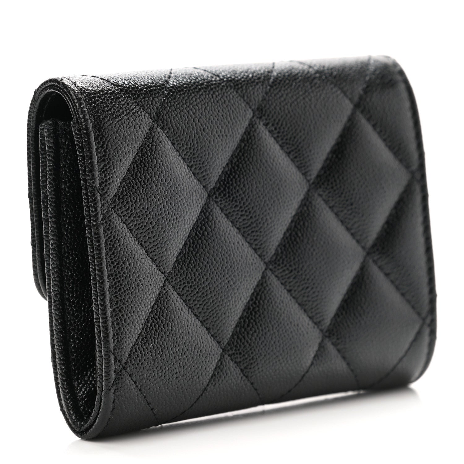 Chanel Shiny Caviar Quilted Studded CC Flap Card Holder Black 3 of 9