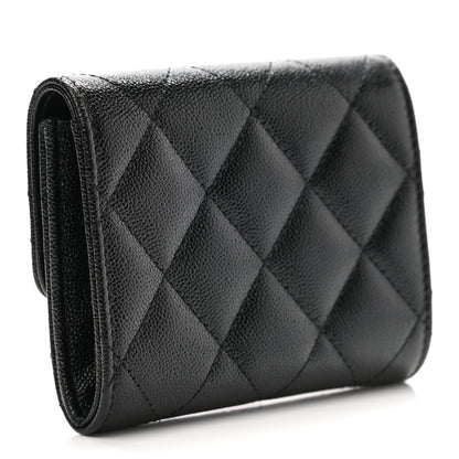 Chanel Shiny Caviar Quilted Studded CC Flap Card Holder Black 3 of 9