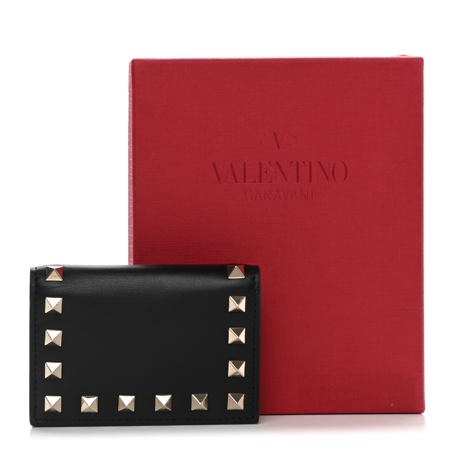 Valentino Garavani Calfskin Rockstud Bi-Fold Card Holder Black 8 of 8