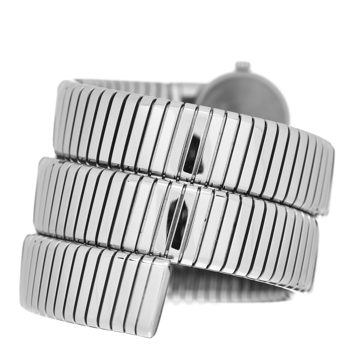 Bulgari Stainless Steel 19mm Tubogas Double Spiral Quartz Watch Black 3 of 4