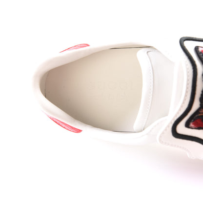 Gucci Calfskin Ayers Web Angry Cat Embroidered Mens Ace Sneakers 5.5 White 7 of 9