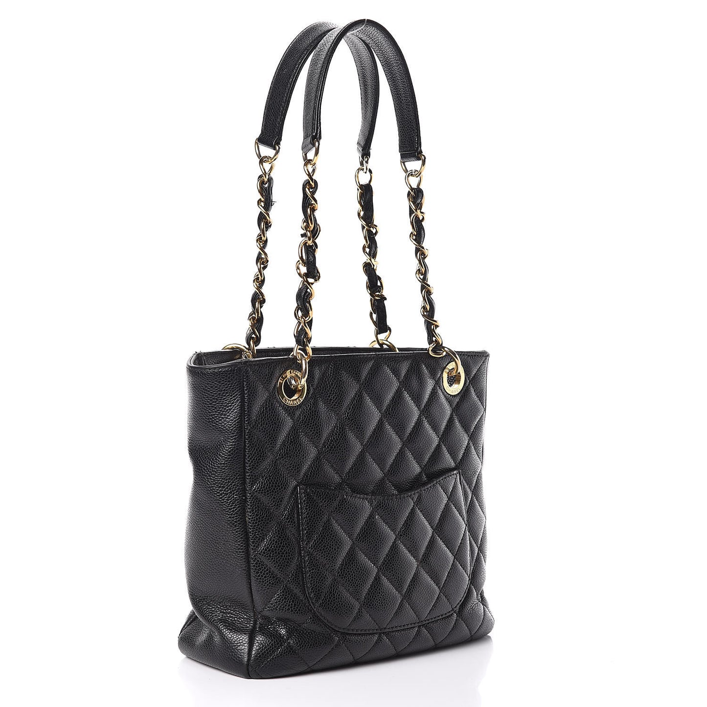 Caviar Quilted Petit Shopping Tote PST Black