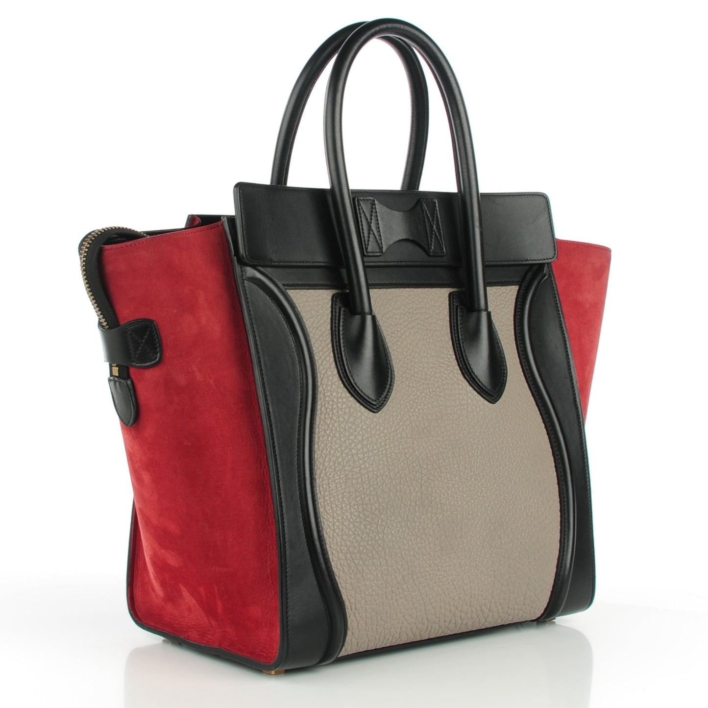 Bullhide Calfskin Suede Mini Tri-Color Luggage Dark Ruby