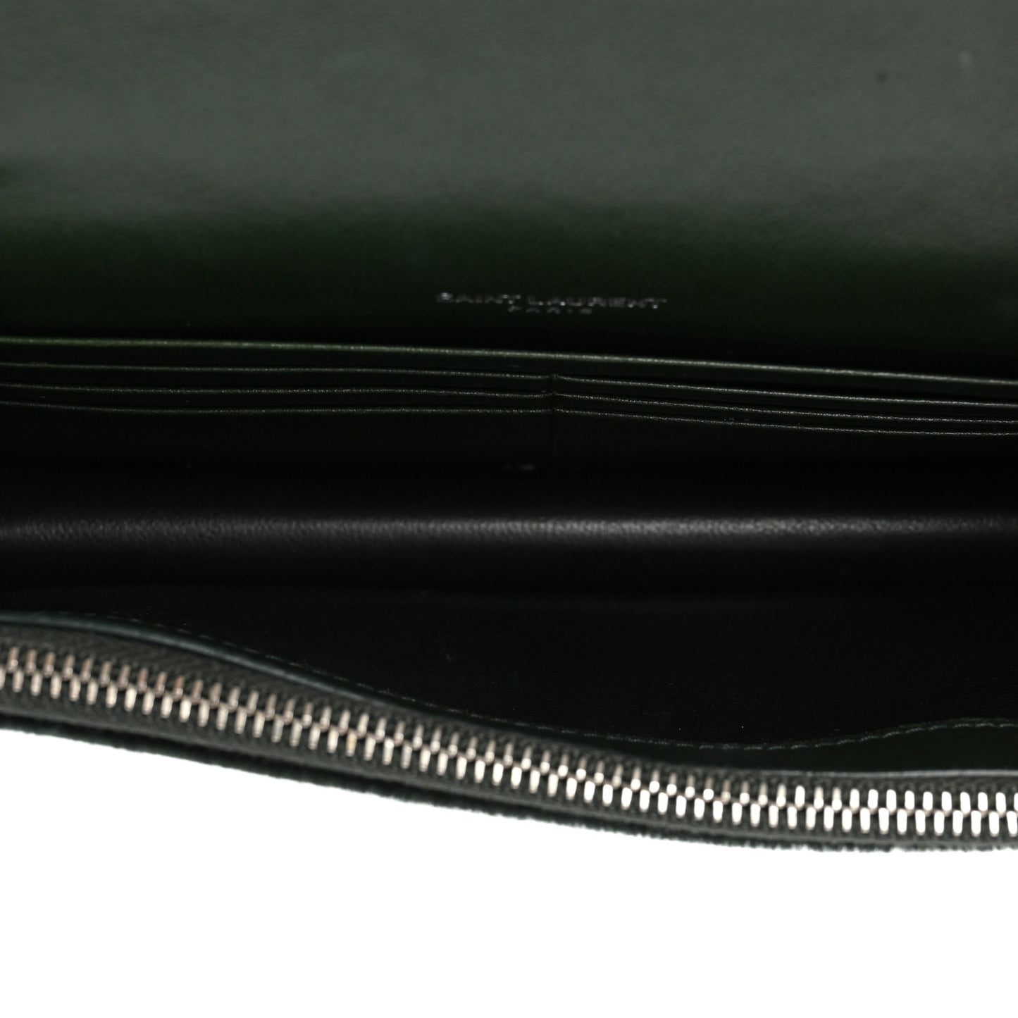 Velvet Crystal Monogram Kate Tassel Chain Wallet Dark Green