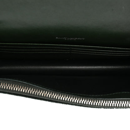 Saint Laurent Velvet Crystal Monogram Kate Tassel Chain Wallet Dark Green 5 of 20