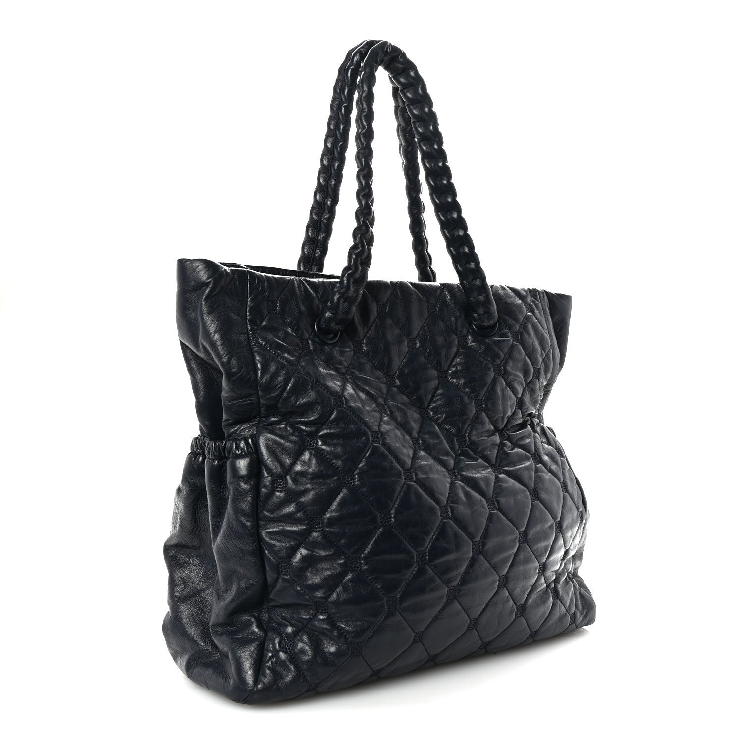 Chanel Lambskin Quilted Hidden Chain Tote Navy 3 of 9