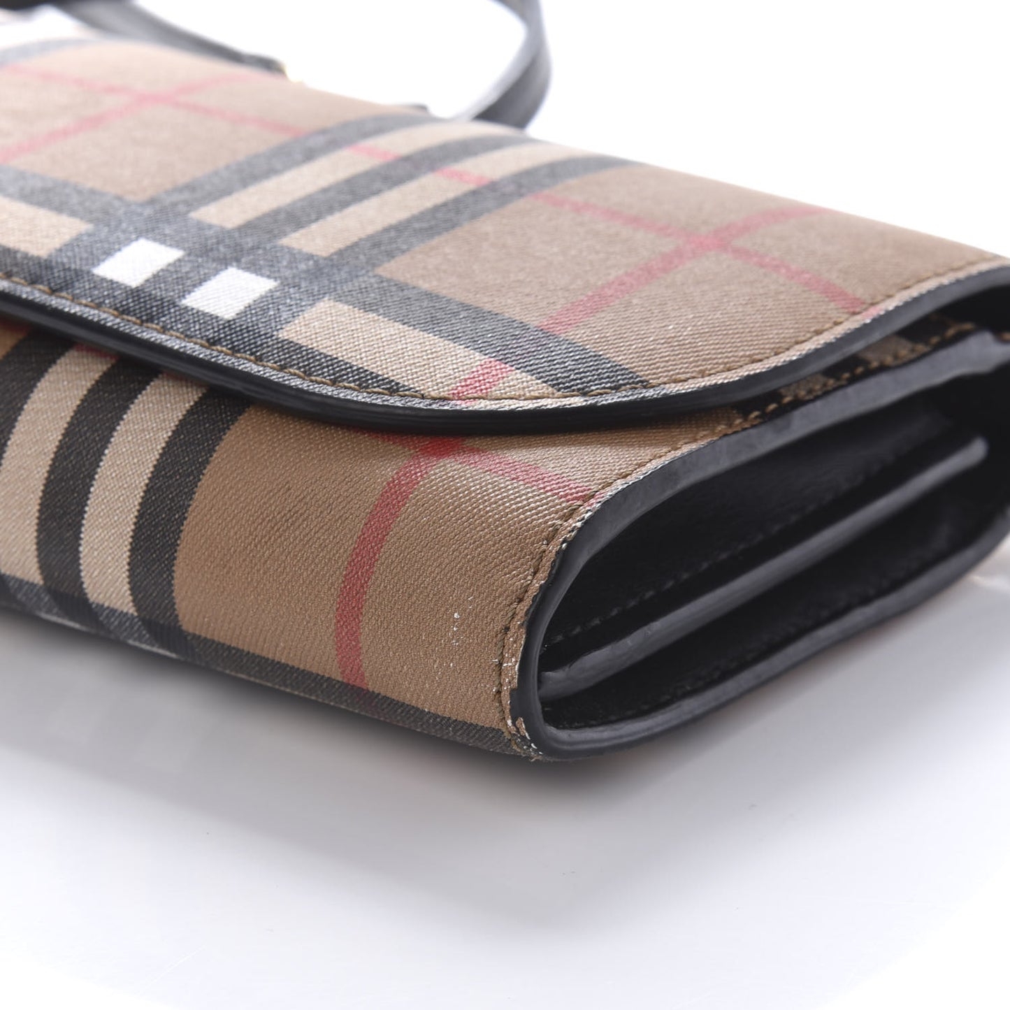 Vintage Check Henley Wallet On Chain Black