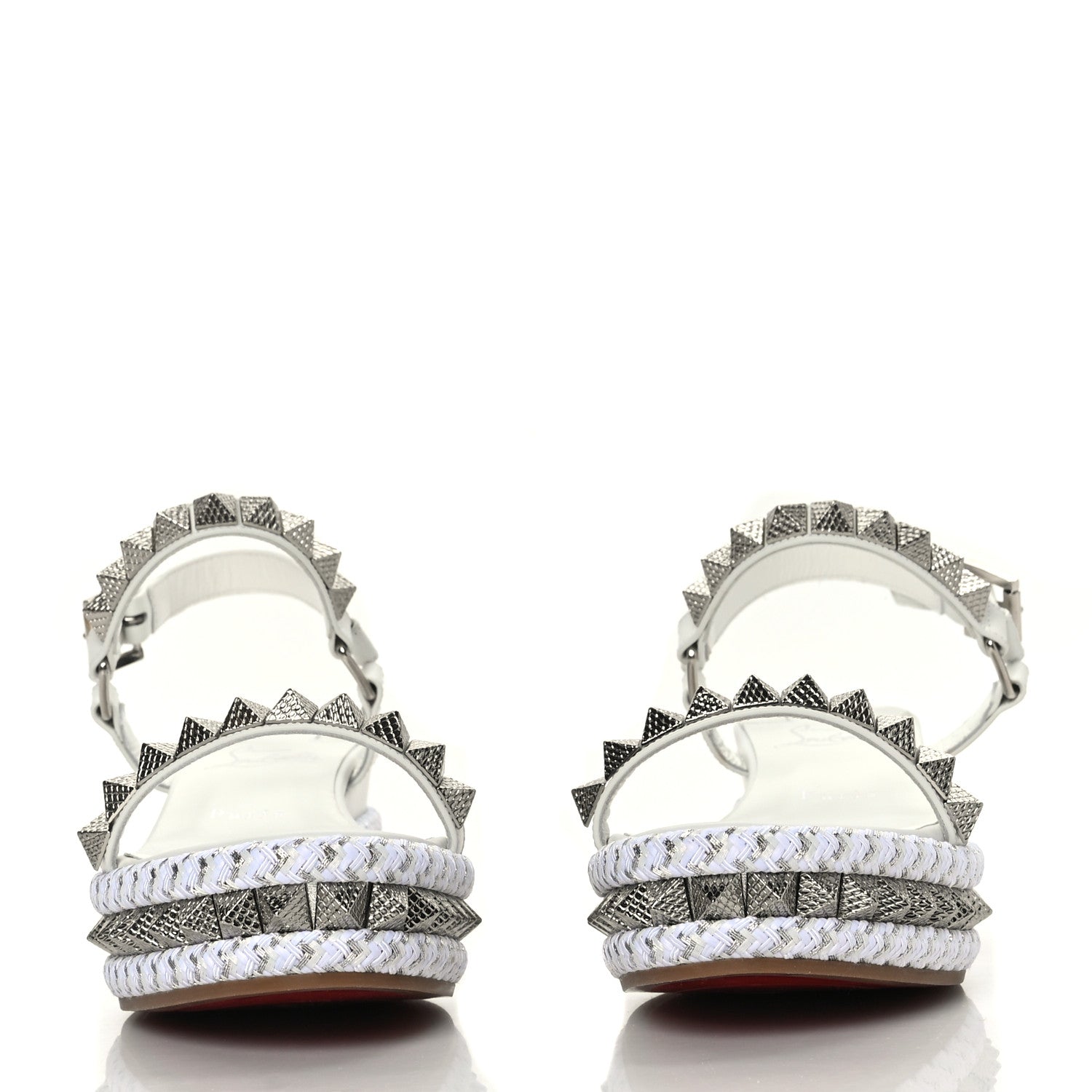 Christian Louboutin Calfskin Bianco Pyraclou 60 Platform Sandals 38 White Silver 2 of 7