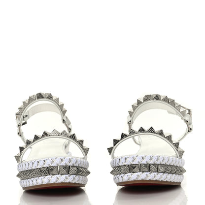 Christian Louboutin Calfskin Bianco Pyraclou 60 Platform Sandals 38 White Silver 2 of 7