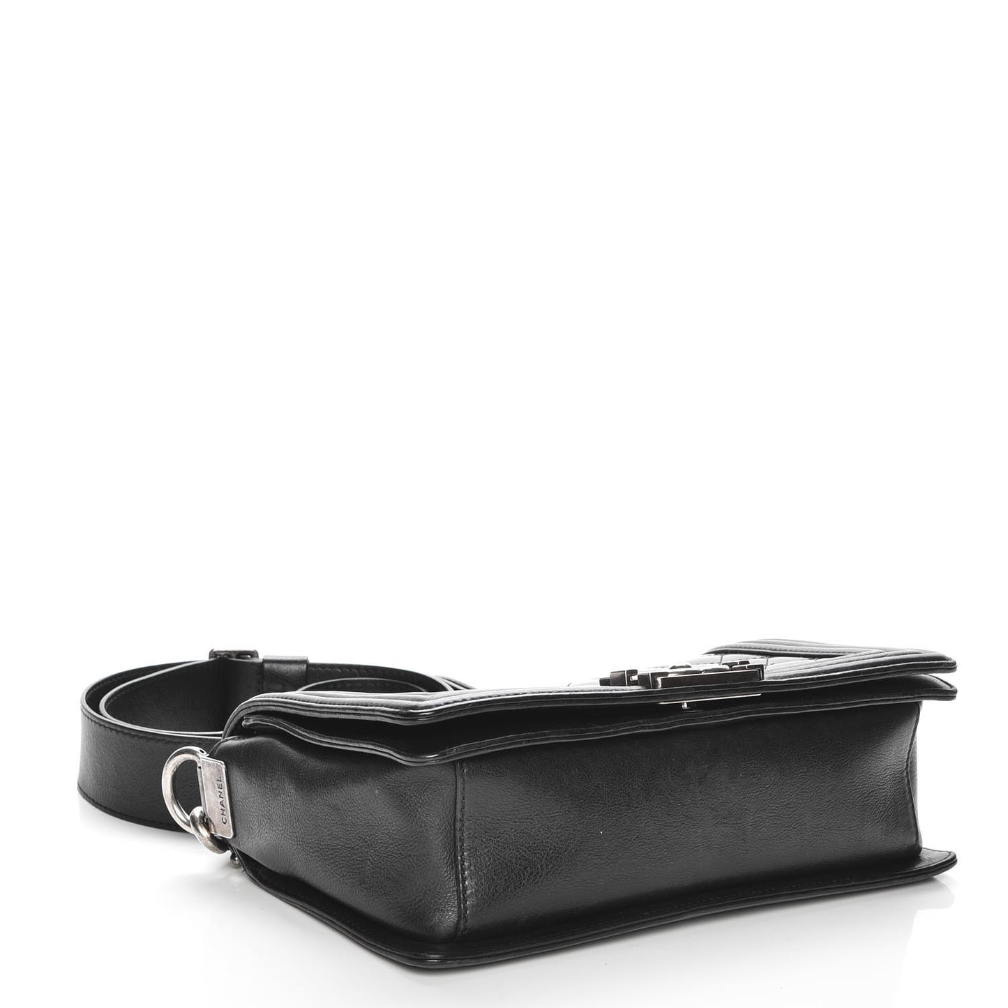 Patent Calfskin Quilted Medium Boy Flap Black