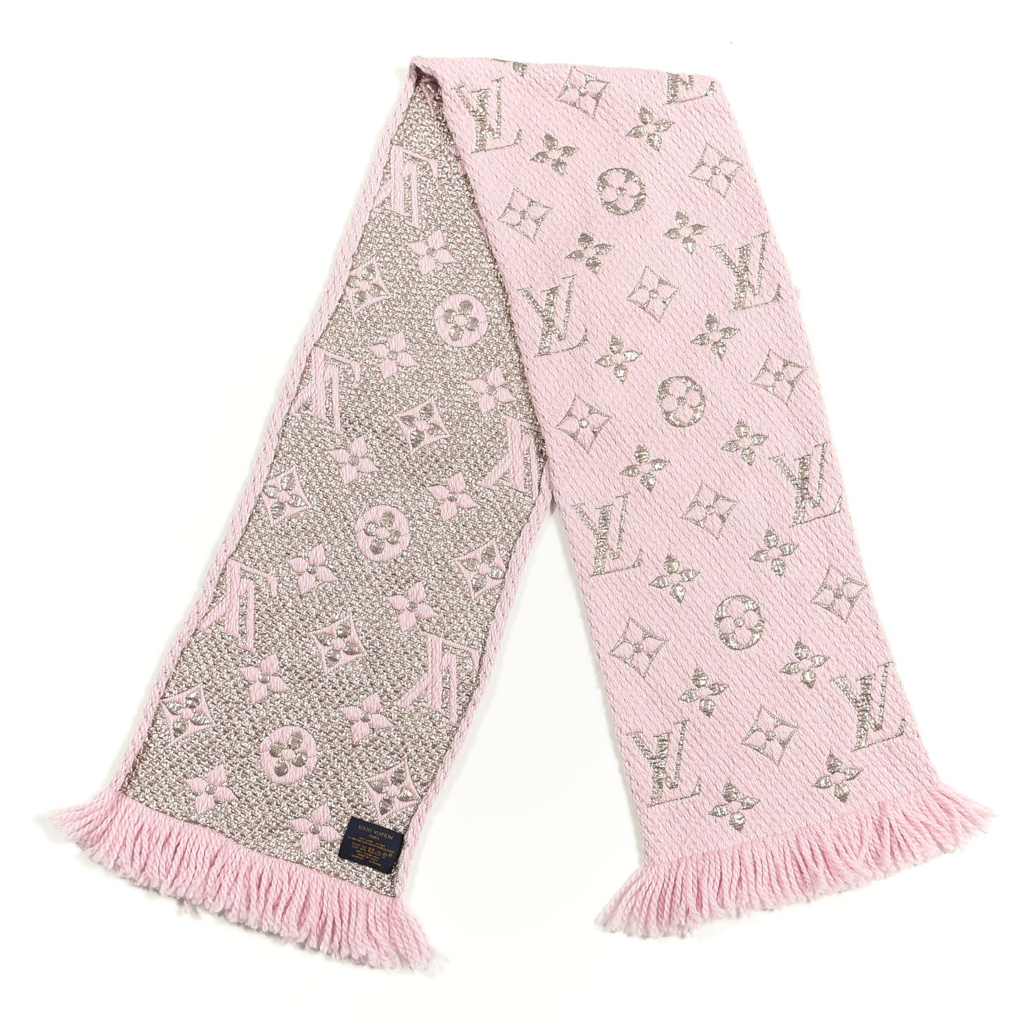 Louis Vuitton Wool Silk Logomania Shine Scarf Pink 2 of 3