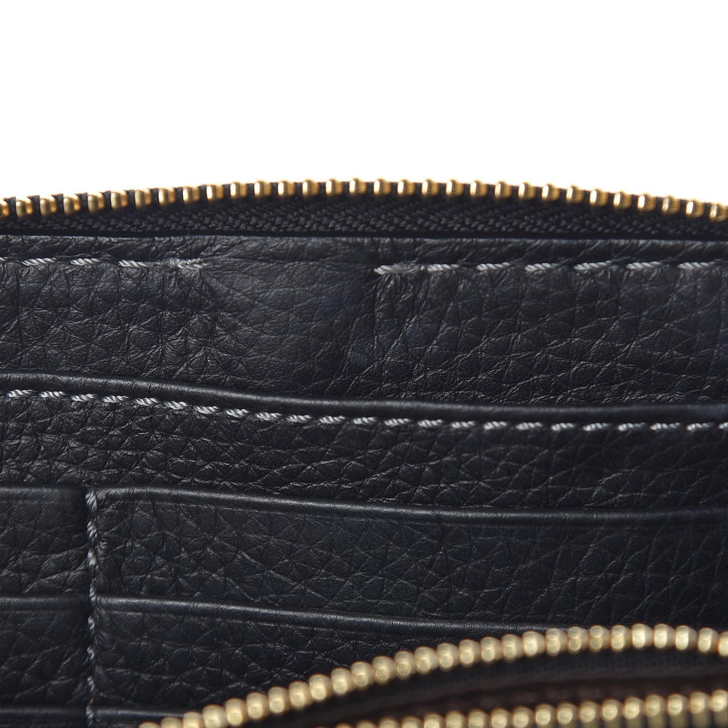Grained Calfskin Marcie Long Zip Around Wallet Black