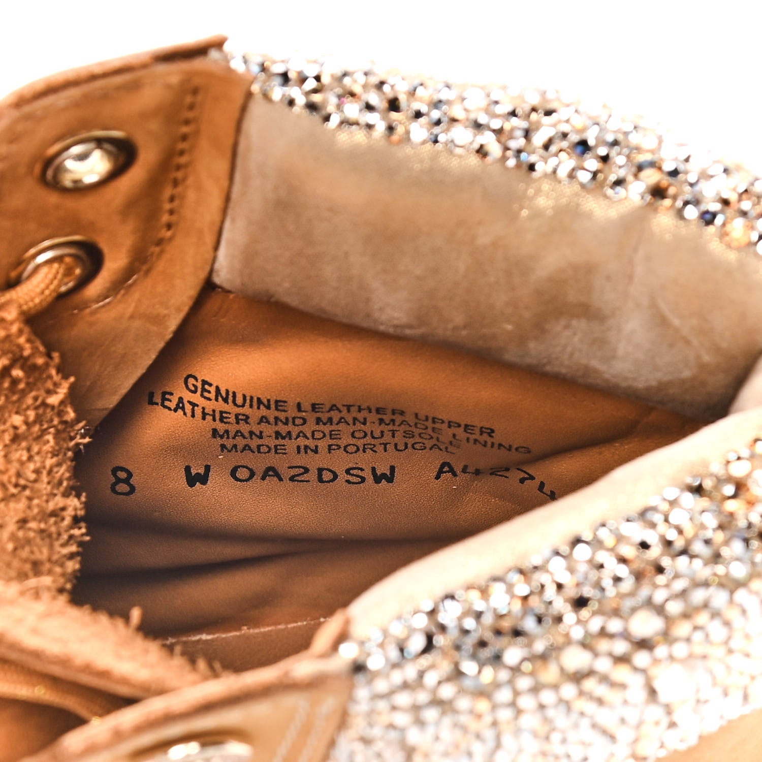 Jimmy Choo X TIMBERLAND Nubuck Swarovski Crystal Womens Ankle Boots 8 Wheat 10 of 15