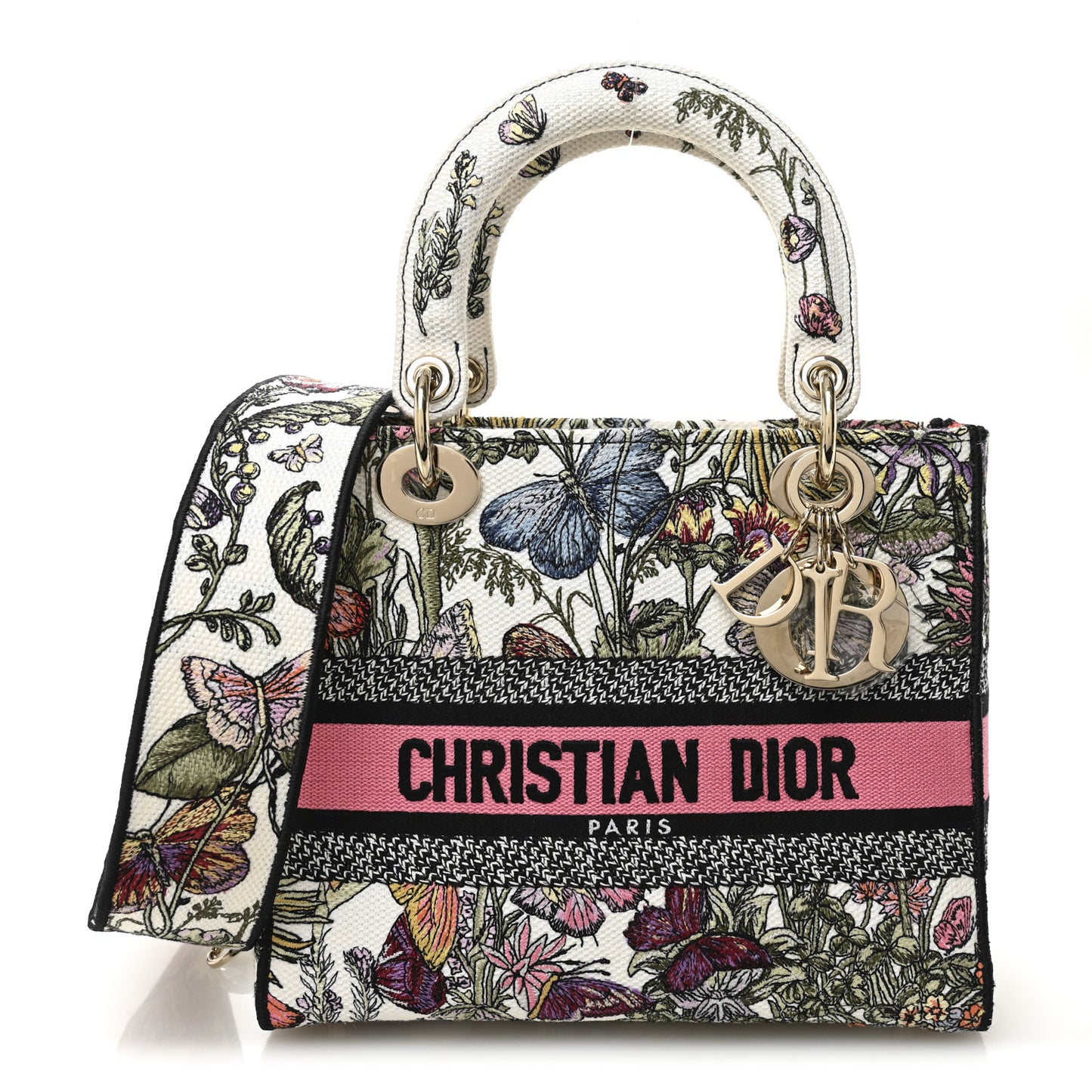 Canvas Embroidered Butterfly Floral Print Medium Lady D-Lite  Multicolor