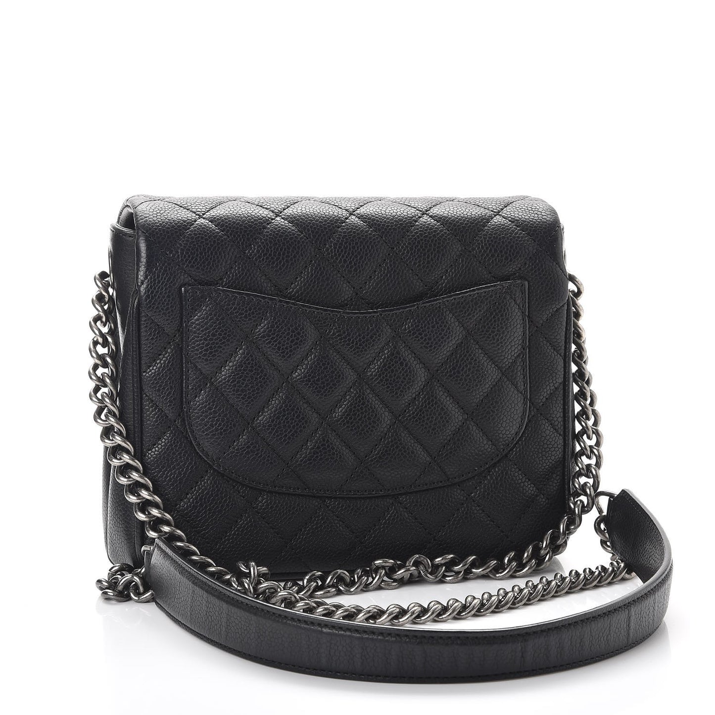 Caviar Quilted Small Rock In Rome Flap Black